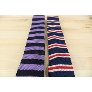 Mens Knit Tie Lot (2) Striped Stylish